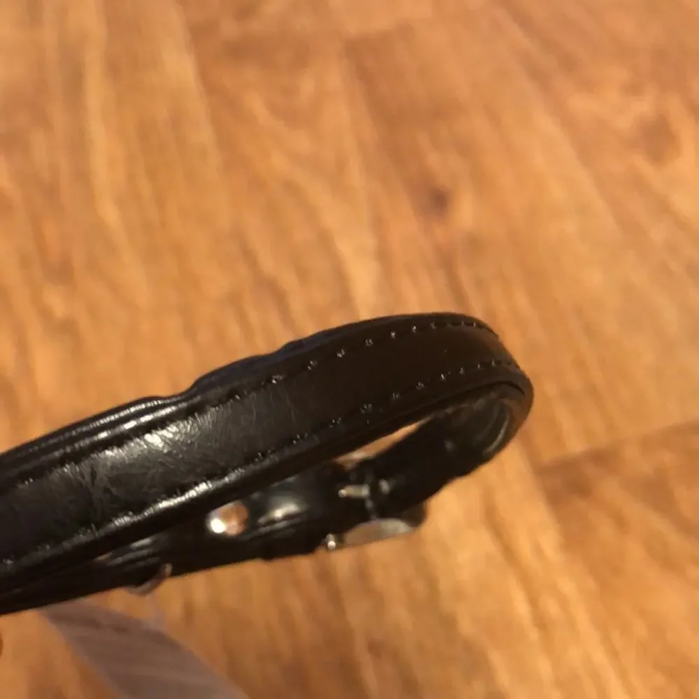 Martha Stewart Black and Silver Leather Buckle Dog Collar Size 14